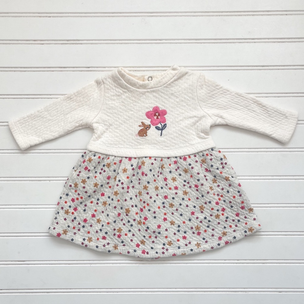 CATAMINI 🇫🇷 NWOT Embroidered Bunny Quilted Floral Spring Dress